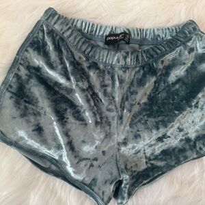Popular Basics size XS-blue velvet shorts, elastic waist